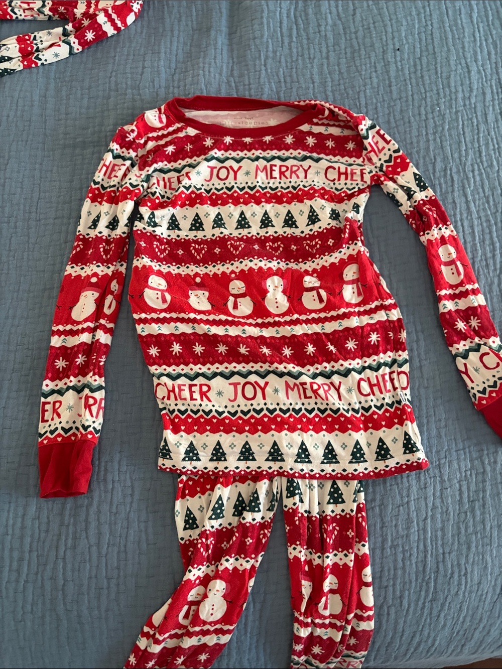 little sleepies Red Holiday Snowman Pajama Set - Cheer Joy Merry/ size 7/8
